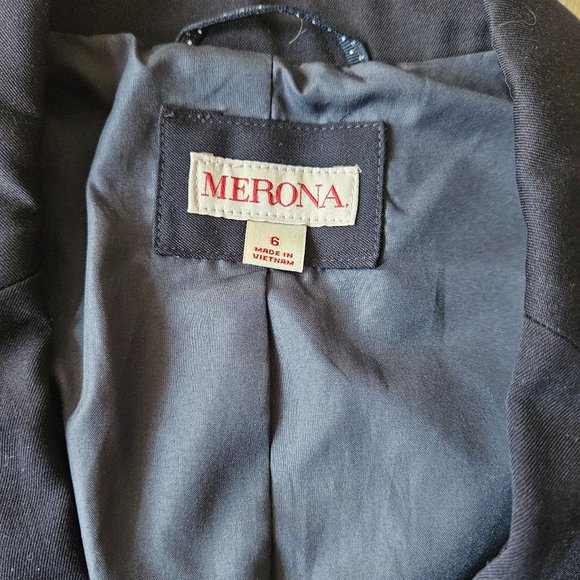 Navy Blazer with Shoulder Pads - Picture 9 of 10